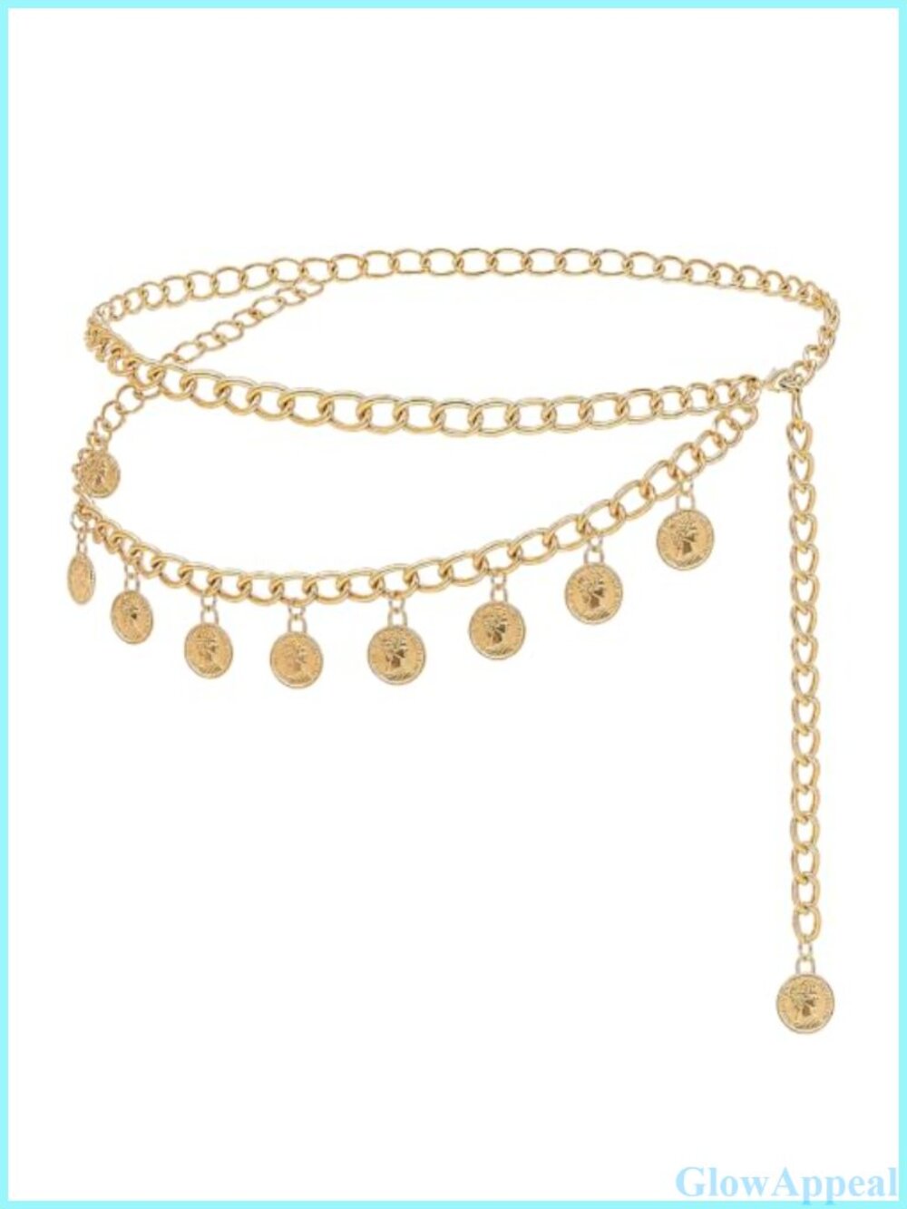 Gold Waist Chain Layered Coin Pendant Belt Adjustable Body Jewelry